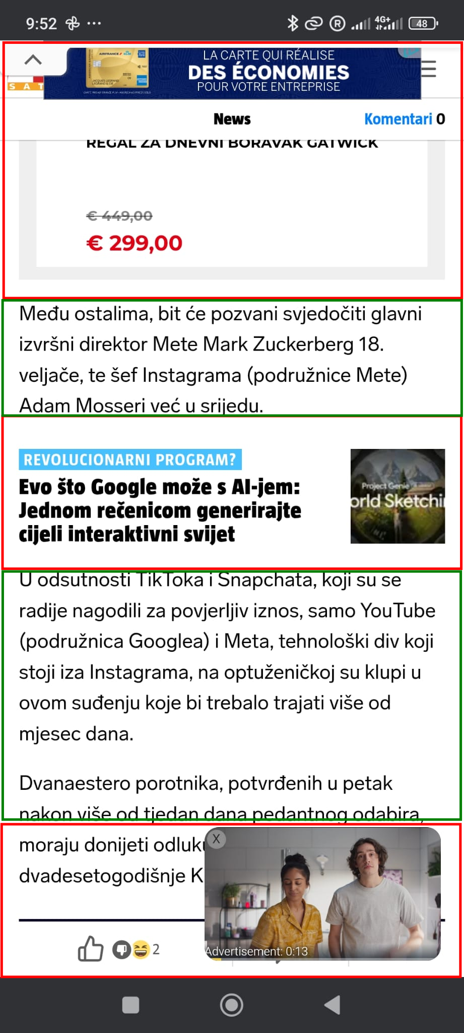 An image that shows an informative website today with 50% of the screen taken by ads.