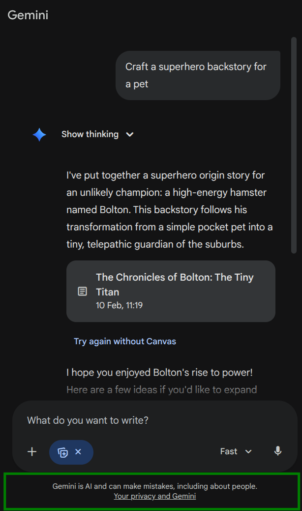 A screenshot of "AI can make mistake"