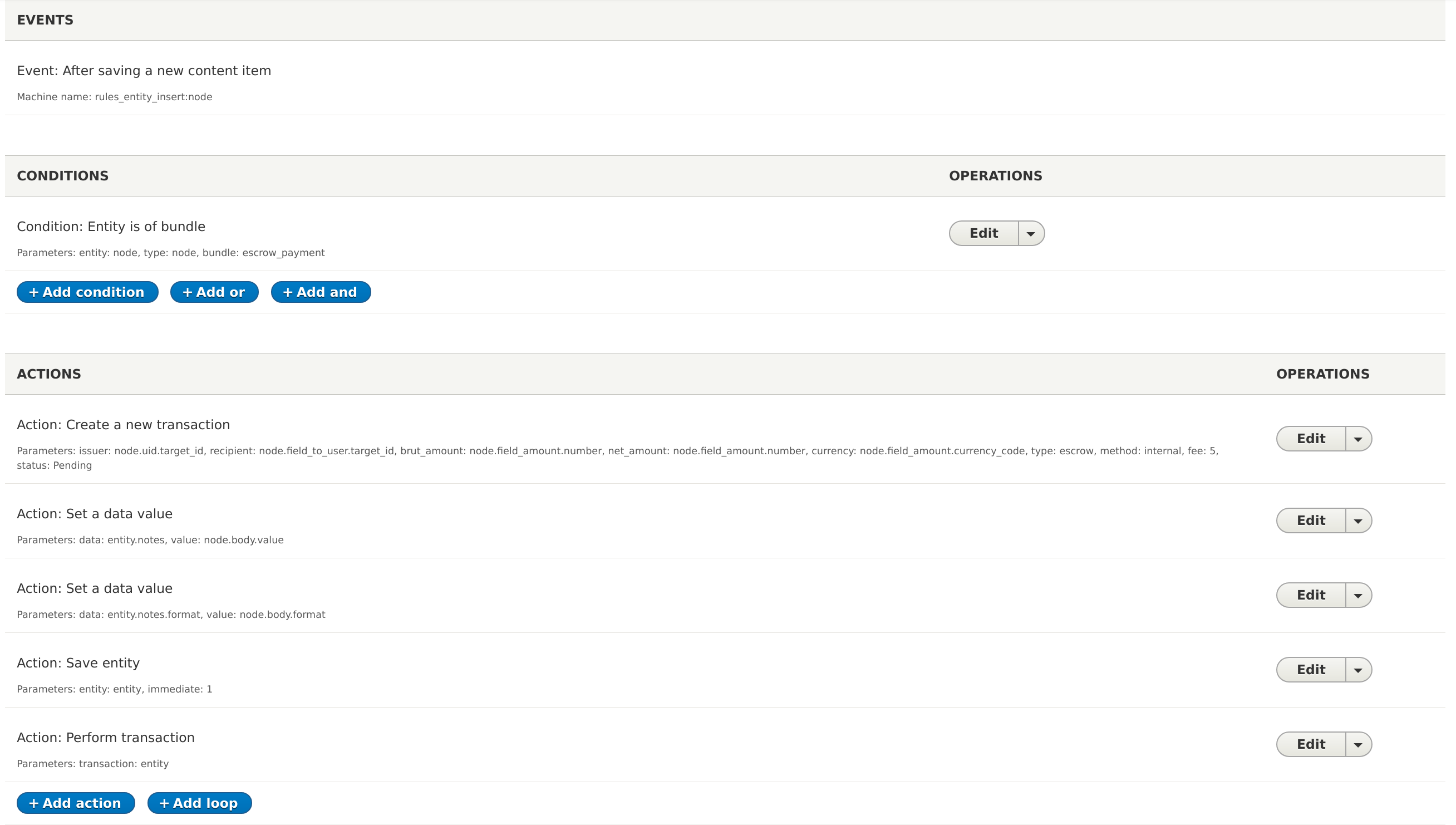 Create escrow payment Rule