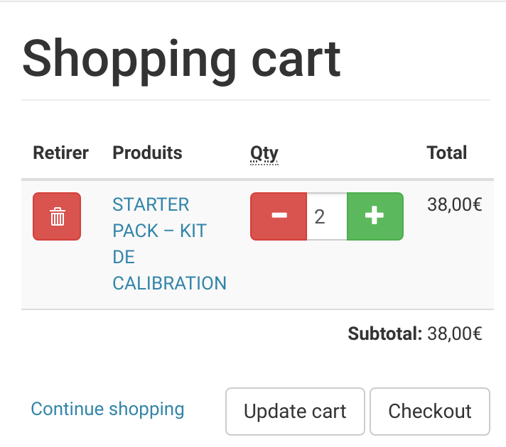 Cart with plus and minus button