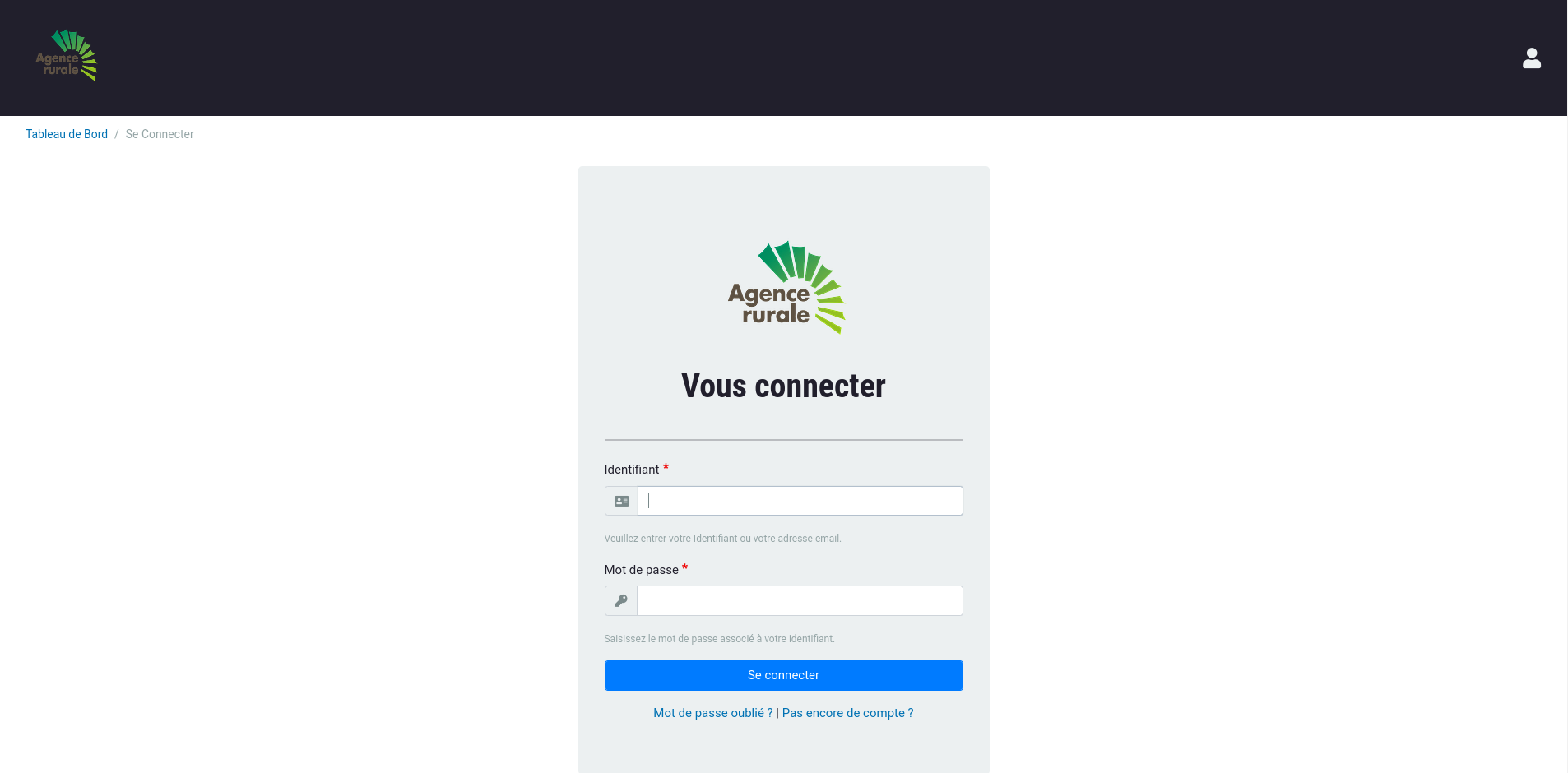 Rural agency login page